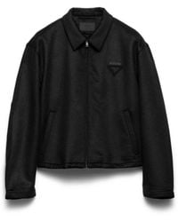 Prada - Logo Patch Zip-Up Jacket - Lyst