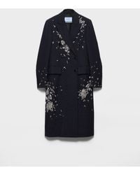 Prada - Bestickter Dufflecoat Aus Wollgemisch Mit Doppelreihigem Rush-Stich - Lyst