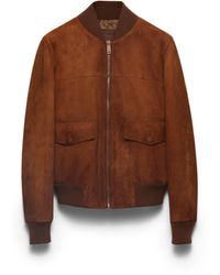 Prada - Suede Blouson Jacket, Cognac - Lyst