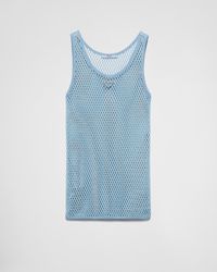 Prada - Sleeveless Cotton Mesh Top - Lyst