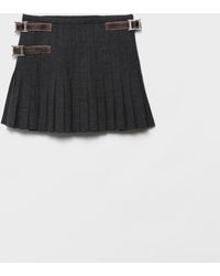 Prada - Wool Pleated Mini Skirt - Lyst