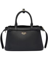 Prada - Buckle Small Leather Handbag With Double Belt - Lyst