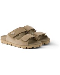 Prada - Suede Band Sandals, Desert - Lyst