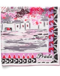 Prada - Pittoresque Paris Printed Silk 90 Foulard - Lyst