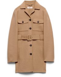 Prada - Single-Breasted Double Cloth Caban Jacket, Camel - Lyst