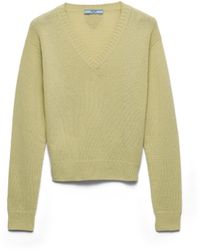 Prada - Wool And Cashmere V-Neck Sweater - Lyst