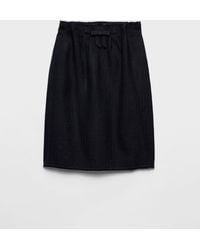 Prada - Chevron Wool Midi Skirt - Lyst
