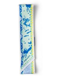 Prada - Printed Silk Twill Skinny Scarf, Astral/Aquamarine - Lyst