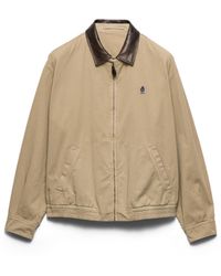 Prada - Cotton Jacket With Leather Details - Lyst