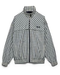 Prada - Checked Chambray Blouson Jacket, Ivory - Lyst