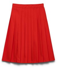 Prada - Pleated Gabardine Midi-Skirt - Lyst