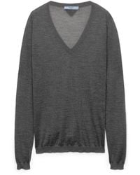 Prada - Jersey De Cachemir Y Seda Con Escote En V, Mujer, Talla - Lyst