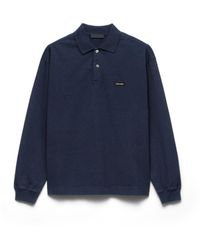 Prada - Long-Sleeved Cotton Polo Shirt - Lyst