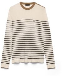 Prada - Striped Linen And Cotton Sweater, Natural - Lyst