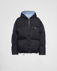 Prada - Doudoune À Capuche En Gabardine Re-nylon - Lyst