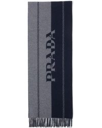 Prada - Small Wool Scarf With Jacquard Logo - Lyst