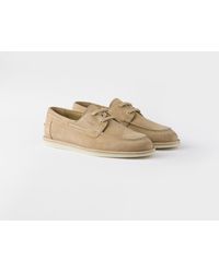 Prada - Bleached Suede Loafers - Lyst