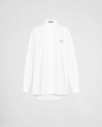 Prada - Besticktes Hemd Aus Oxford-Baumwolle - Lyst