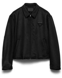 Prada - Logo Patch Zip-Up Jacket - Lyst