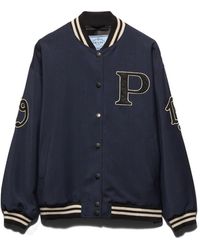 Prada - Chaqueta Bomber De Kid Mohair Con Parches, Mujer, Talla - Lyst