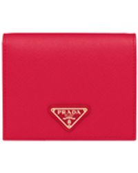 Prada - Small Saffiano Leather Wallet - Lyst