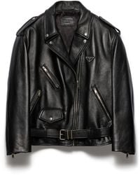 Prada - Nappa Leather Biker Jacket - Lyst