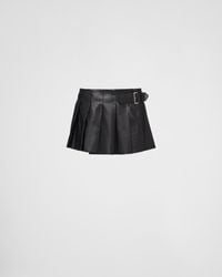 Prada - Pleated Leather Skirt - Lyst