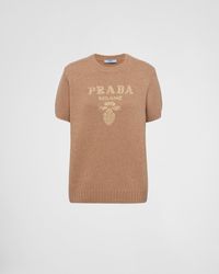 Prada - Wool, Cashmere And Lamé Crew-Neck Sweater - Lyst