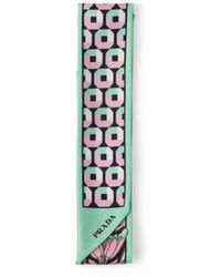 Prada - Pañuelo Fino En Sarga De Seda Estampada, Mujer - Lyst