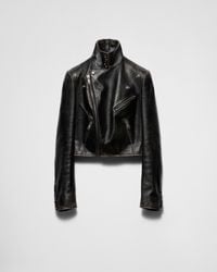 Prada - Leather Biker Jacket - Lyst