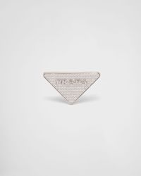 Prada - Orecchino Sinistro Crystal Logo Jewels - Lyst