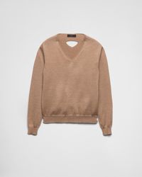 Prada - Pull À Col V En Laine - Lyst