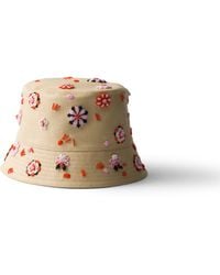 Prada - Embroidered Canvas Bucket Hat - Lyst