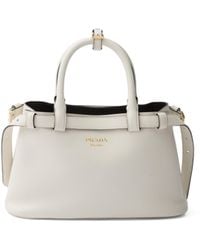 Prada - Buckle Small Leather Handbag With Double Belt - Lyst