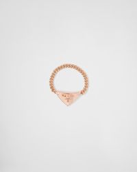 Prada - Eternal Gold Chain Ring In Pink Gold With Diamonds - Lyst