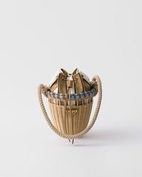 Prada - Mini Sac Seau En Osier - Lyst