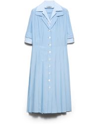 Prada - Pongé And Poplin Shirtdress, Sky - Lyst