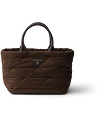 Prada - Medium Padded Re-Nylon And Leather Tote Bag - Lyst
