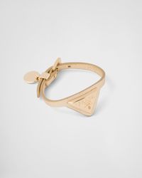 Prada - Saffiano Leather And Metal Bracelet - Lyst