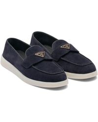 Prada - Suede Triangle Loafers - Lyst