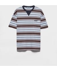 Prada - T-Shirt À Rayures En Coton Lisle - Lyst