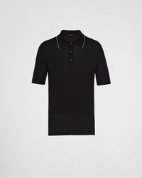 Prada - Cashmere And Lamé Polo Shirt - Lyst