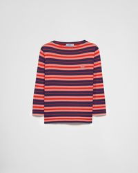 Prada - Pullover Aus Seide Mit U-Boot-Ausschnitt - Lyst