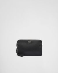 Prada - Pouch Aus Saffiano-Leder - Lyst