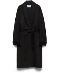 Prada - Single-Breasted Double Cashwool Coat - Lyst