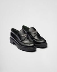 Prada - Triangle Logo Patent Leather Loafers - Lyst