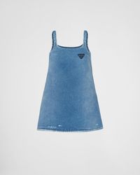 Prada - Organic Denim Mini-Dress - Lyst