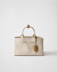 Prada - Large Linen Blend Handbag - Lyst