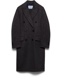 Prada - Double-Breasted Double Cashwool Coat - Lyst