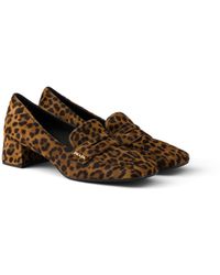 Prada - Printed Leather Loafers, Honey - Lyst